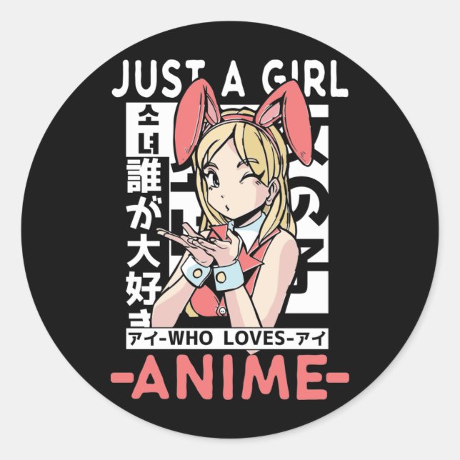 Adesivo Redondo Anime Girl Otaku Teen Japonês Quic Fan (Frente)
