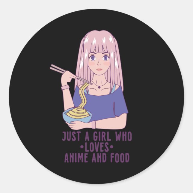 Adesivo Redondo Anime Girl | Para o programa Anime & Comida Lover (Frente)