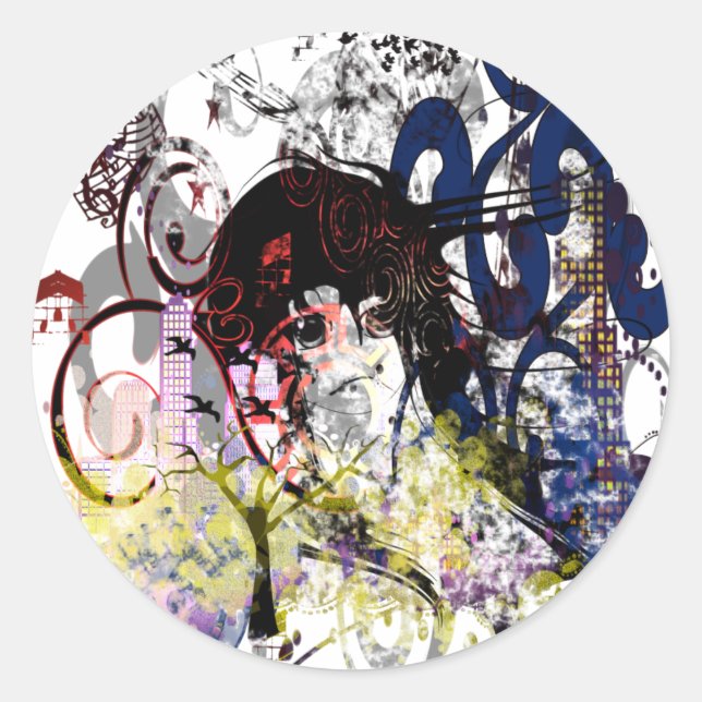 Adesivo Redondo Anime Girls (Frente)