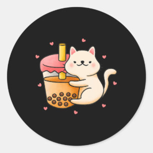 Adesivo Redondo Anime Kawaii Cat Boba Bubble Tea Anime Merch prese