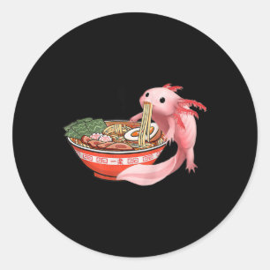 Adesivo Redondo Anime Kawaii Cute Axolotl Japonês Ramen Noodles A
