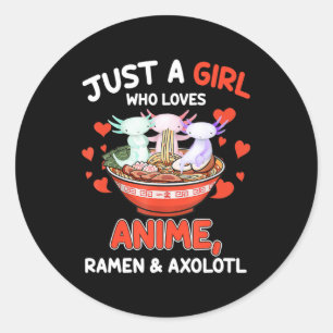 Adesivo Redondo Anime Kawaii Cute Axolotl Japonês Ramen Noodles G