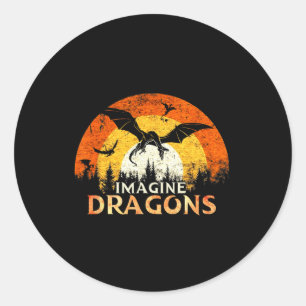 Adesivo Redondo Anime Kawaii Mítico Fantasia Dragões Imagine Vint