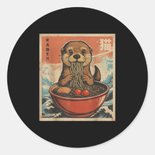 Adesivo Redondo Anime Otter Ramen Japonês Funny Kawaii Gift Men W