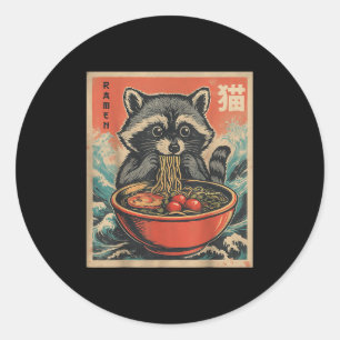 Adesivo Redondo Anime Raccoon Ramen Japonês Funny Kawaii Gift Men