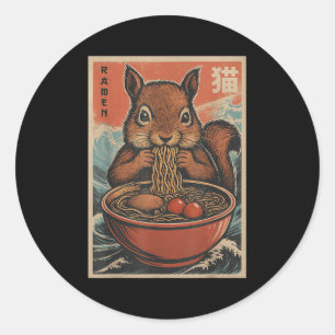 Adesivo Redondo Anime Squirrel Ramen Japonês Kawaii Presente Para 