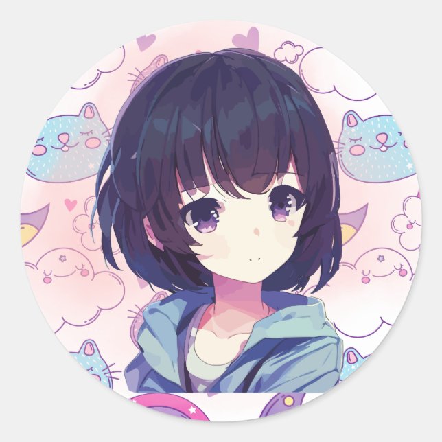 Adesivo Redondo Anime Stickers (Frente)