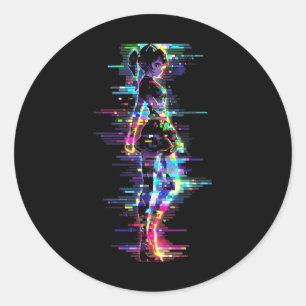 Adesivo Redondo Anime Trabalho de arte com Gráfico de Manga Colori