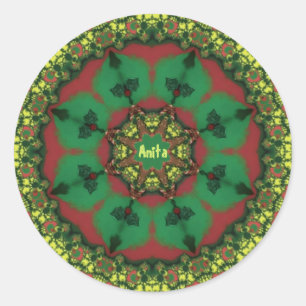 Adesivo Redondo ANITA! Amarelo Verde de Natal ~