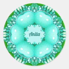 Adesivo Redondo ANITA ~ Padrão Fractal Abstrato brilhante ~