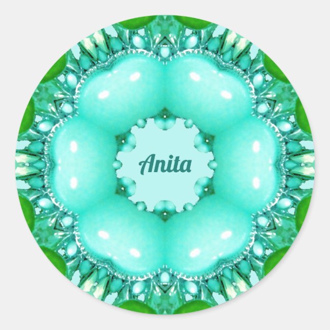 Adesivo Redondo ANITA ~ Padrão Fractal Abstrato brilhante ~ (Frente)