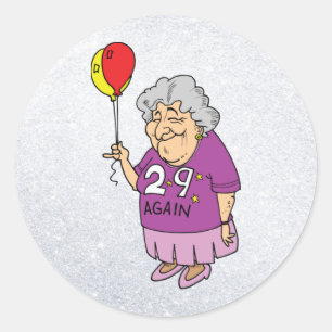 Adesivo Redondo aniversário 29 da mulher outra vez
