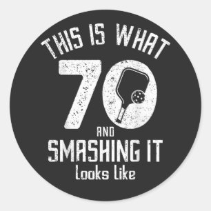 Adesivo Redondo Aniversário 70 Anos de Idade Ama Pickleball