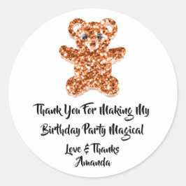 Adesivo Redondo Aniversário A Favor Da Glitter Orange Sweet Bear W