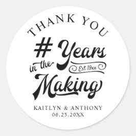 Adesivo Redondo Aniversário Agradecimento ANOS EM CONSTRUÇÃO Preto