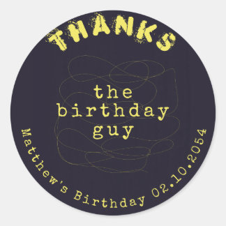 Adesivo Redondo Aniversário Amarelo Negro Tipo de Dificuldade Obri