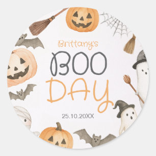 Adesivo Redondo Aniversário Assustador do Dia de Boo no Halloween