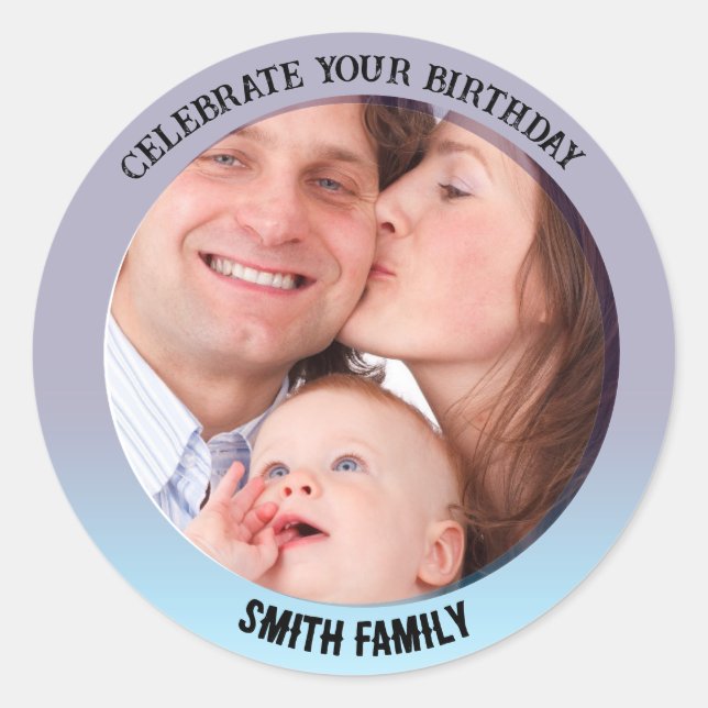 Adesivo Redondo Aniversário Bash: Vinheta Redonda de Celebração (Frente)