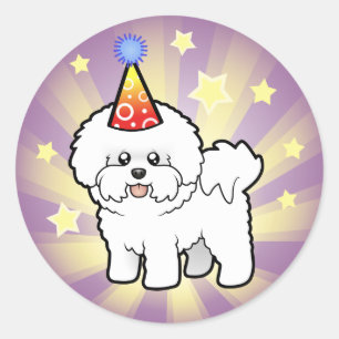 Adesivo Redondo Aniversário Bichon Frise