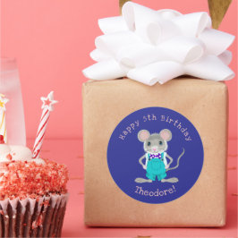 Adesivo Redondo Aniversário bonito e elegante do rato