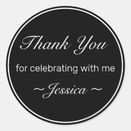 Adesivo Redondo Aniversário Branco Minimalista Moderno - Obrigado