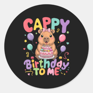 Adesivo Redondo Aniversário Cappy Para Mim Capy Capivara Fofa Aniv
