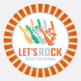 Adesivo Redondo Aniversário Colorida Rock and Roll Rockstar
