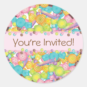 Adesivo Redondo Aniversário colorido muito doce da coleção dos