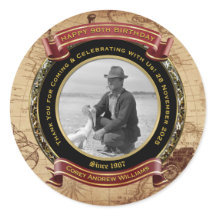 Aniversário Comemorativo Mapa Vintage Foto Dourada