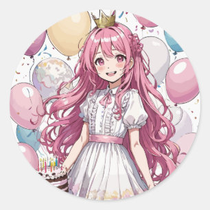 Adesivo Redondo Aniversário da Anime