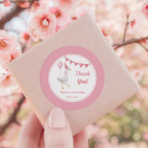 Adesivo Redondo Aniversário da bobo Ganha Rosa