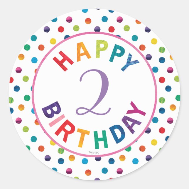 Adesivo Redondo Aniversário da Borboleta da Lagarta, muito faminta (Frente)