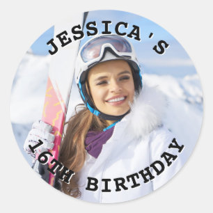 Adesivo Redondo Aniversário da Família de Texto Curvado Preto e Br