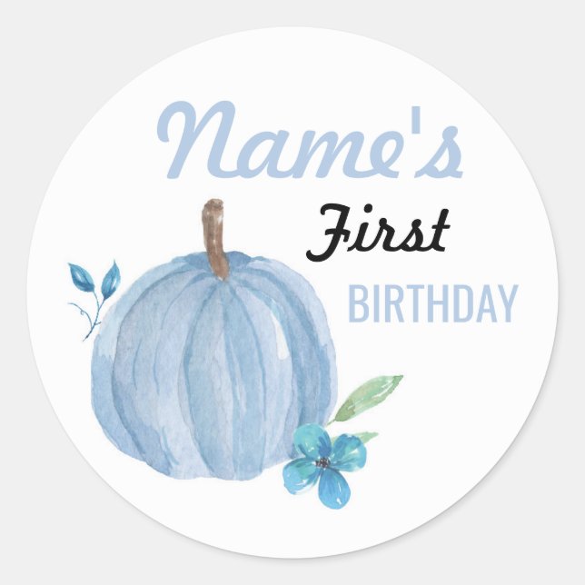 Adesivo Redondo Aniversário da Flor do Aniversário Pumpkin Blue St (Frente)