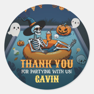 Adesivo Redondo Aniversário da Piscina de Summerentre de Halloween