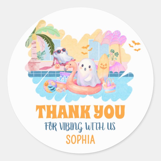 Adesivo Redondo Aniversário da Piscina de Verão (Frente)