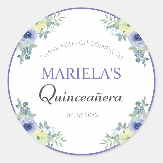 Adesivo Redondo Aniversário da Quinceañera Puro Fresca Obrigado (Frente)