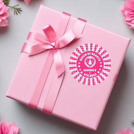 Adesivo Redondo Aniversário da Rainha Retron Pink de Corações