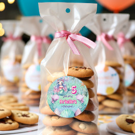 Adesivo Redondo Aniversário da Sereia Roxa Glitter