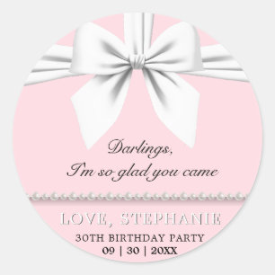 Adesivo Redondo Aniversário da Tiffany Elegante Rosa Esbranquiçada