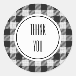 Adesivo Redondo Aniversário da Xadrez de Buffalo Negro