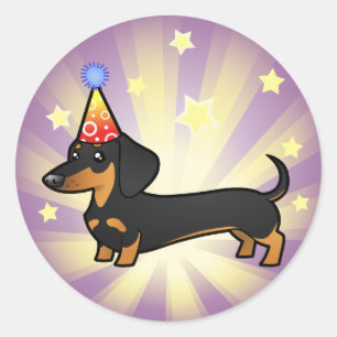 Adesivo Redondo Aniversário Dachshund (casaco suave)