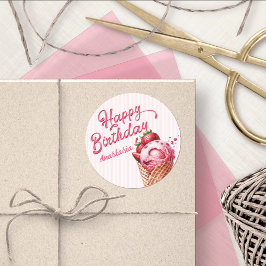 Adesivo Redondo Aniversário das Meninas do Sorvete Scoop