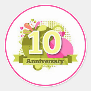 Adesivo Redondo Aniversário de 10 anos