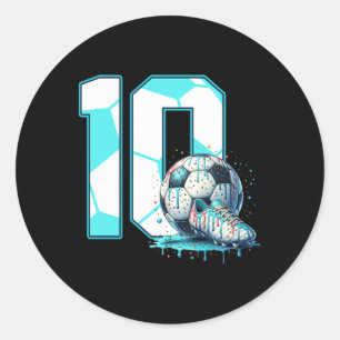 Adesivo Redondo Aniversário de 10 anos de Futebol Sorvete Drip Bd