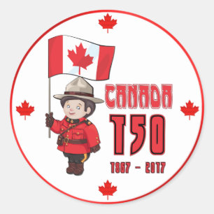 Adesivo Redondo Aniversário de 150 Anos no Canadá