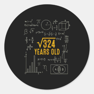 Adesivo Redondo Aniversário de 18 anos Raiz Quadrada de 324 Ama Ma