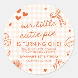 Adesivo Redondo Aniversário de 1 ano do Pequeno Bolo de Amor Desen