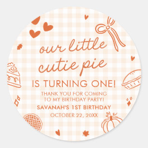 Adesivo Redondo Aniversário de 1 ano do Pequeno Bolo de Amor Desen
