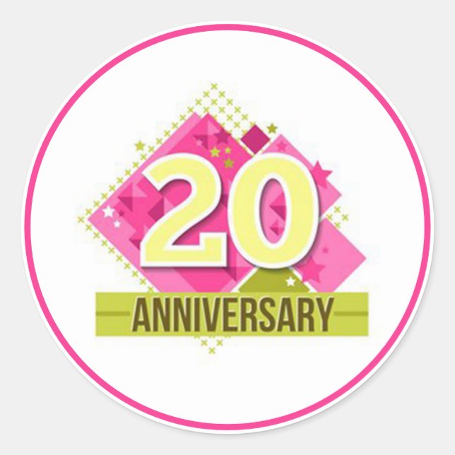 Adesivo Redondo Aniversário de 20 Anos (Frente)